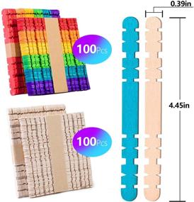 img 3 attached to 🌈 200-Piece Jumbo Sawtooth Popsicle Sticks - Colored Wooden Craft Sticks for DIY Craft Projects, Educational Supplies for Kids