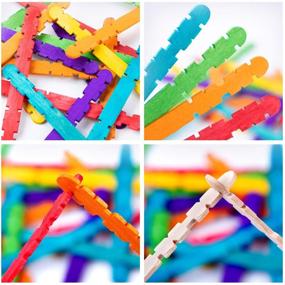 img 1 attached to 🌈 200-Piece Jumbo Sawtooth Popsicle Sticks - Colored Wooden Craft Sticks for DIY Craft Projects, Educational Supplies for Kids