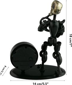img 2 attached to 🕰️ Unique Western Style Clock Watch: 2 in 1 Black Iron Art Nut and Bolt Skull Music Man Figure, Elegant Home Office Desk Decor Gift (Small Horn, A05612)