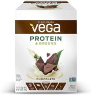 🍫 веганский протеиновый порошок vega protein and greens в шоколадном вкусе - 20г растительного протеина, низкое содержание углеводов, кето, без молока, без глютена, без гмо, горошковый протеин для женщин и мужчин (12 пакетов) логотип