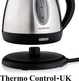 img 2 attached to 🍵 Mixpresso Stainless Steel Electric Kettle: Cordless 1.2L Pot for Fast Boiling Water - 1500W Strong and Portable Water Boiler with Boil Dry Protection