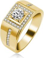 uloveido men's square cz wedding band comfort fit gold/ platinum/ rose gold plated engagement ring size 6 7 8 9 kr201 logo