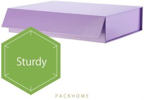 img 2 attached to Пакет из 5 подарочных коробок PACKHOME - 11.5x8x2.5 дюймов, прочные коробки для рубашек с магнитными крышками для обертывания подарков - глянцевый металлический фиолетовый