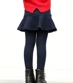 img 2 attached to 🏻 Birbyrrly Girls' Winter Warm Fleece Lined Flare Skirt with Leggings, Sizes 2T - 10 Years