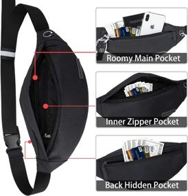 img 2 attached to 🎒 MAXTOP Waist Pack with Headphone Jack, 3-Zipper Pockets, and Adjustable Straps - Unisex Fanny Pack Bag