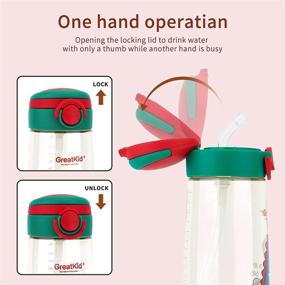 img 1 attached to 🧃 PPSU 16oz Kids Sports Water Bottle with Straw, Handle and Shoulder Strap - Easy to Carry, Leak-proof Cap for School, Running, Cycling, Hiking, Outdoor Activities (Red)