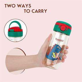 img 2 attached to 🧃 PPSU 16oz Kids Sports Water Bottle with Straw, Handle and Shoulder Strap - Easy to Carry, Leak-proof Cap for School, Running, Cycling, Hiking, Outdoor Activities (Red)