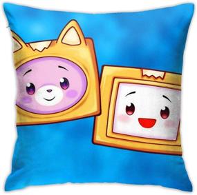 img 1 attached to 🛏️ Lankybox LBWC - Comfy Animated Square Pillow Case, Polyester Plush (18x18)