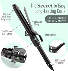 img 2 attached to MINT Professional Series Curling Iron: 1 1/4 inch Extra-Long 2-Heater 🔥 Ceramic Barrel for Perfect Medium to Large Curls - Travel-Ready Dual Voltage