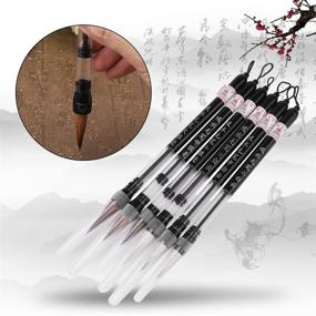 img 2 attached to 🖌️ Set of 6 Water Brush Pens, Reusable Piston Watercolor Brushes for Beginner Painting, Chinese Japanese Calligraphy Pen, Ideal Art Supplies for Drawing