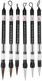 img 4 attached to 🖌️ Set of 6 Water Brush Pens, Reusable Piston Watercolor Brushes for Beginner Painting, Chinese Japanese Calligraphy Pen, Ideal Art Supplies for Drawing