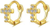 🌸 stylish hoop earrings for women and girls – small huggie earrings with cross, heart, and flower designs for cartilage helix and small earlobe logo