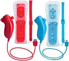 img 4 attached to 🎮 ZeroStory 2 Packs Wireless Controller and Nunchuck for Wii and Wii U Console - Red and Blue Gamepad Set with Silicone Case and Wrist Strap