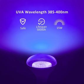 img 3 attached to 🔮 Summerit 3-Pack 15W UV LED Black Light Bulb, BR30, UVA 385-400nm, Ultraviolet Fluorescent Lamp for Body Paints & Neon Glow Posters