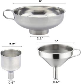 img 1 attached to Set of 3 Durable Stainless Steel Kitchen Funnels with Strainer - Ideal for 🍳 Easy Transfer of Spices, Liquids, Powders, Jams & Beans - Dishwasher Safe Funnels Set for Canning