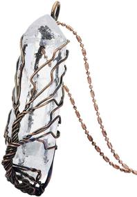 img 3 attached to 💎 Unisex Titanium Coated Natural Crystal Quartz Stone Pendant Necklace with Chain - Nupuyai Rock Crystal Pendant