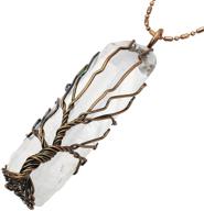 💎 unisex titanium coated natural crystal quartz stone pendant necklace with chain - nupuyai rock crystal pendant logo