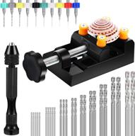 37-piece hand drill tool set for craft carving and jewelry making including pin vise, miniature twist drill bits, and bench vice логотип