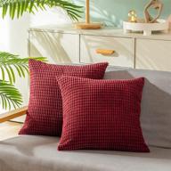 🛋️ calitime pack of 2 comfy throw pillow covers for couch sofa bed - burgundy corduroy corn striped design, 18 x 18 inches for comfortable decoration logo