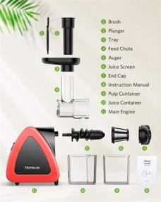 img 3 attached to 🥤 HOMEVER Slow Masticating Juicer Machine for Fruits and Vegetables - Quiet, High Nutrient Cold Press with Reverse Function - Easy to Clean, BPA-Free - Includes Juice Cup & Brush