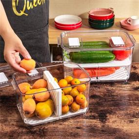 img 2 attached to 🥦 Slideep 2 Tier Stackable Fridge Produce Saver with Lids, Removable Drain Tray Drawers Refrigerator Produce Keeper - Food Storage Containers for Veggies, Berries, Fruits, and Vegetables - 2 Pack