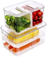 🥦 slideep 2 tier stackable fridge produce saver with lids, removable drain tray drawers refrigerator produce keeper - food storage containers for veggies, berries, fruits, and vegetables - 2 pack логотип