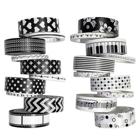 img 4 attached to 🖤 Minimalist Black and White Washi Tape Set: 20 Rolls for DIY Arts, Crafts, and Gift Wrapping - Japanese Masking Decorative Tapes for Bullet Journals and Scrapbooking