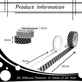 img 3 attached to 🖤 Minimalist Black and White Washi Tape Set: 20 Rolls for DIY Arts, Crafts, and Gift Wrapping - Japanese Masking Decorative Tapes for Bullet Journals and Scrapbooking