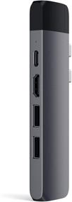 img 1 attached to Satechi Aluminum Type-C Pro Hub Adapter with Ethernet - 4K HDMI, USB-C PD, Gigabit Ethernet, USB 3.0, Micro SD Card Slot - MacBook Pro/Air Compatible (Space Gray)