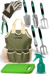 img 4 attached to 🌱 Scuddles 10-Piece Heavy Duty Gardening Tools Set with Storage Organizer - Ergonomic Hand Digging Weeder, Rake, Shovel, Trowel - Ideal for Men & Women