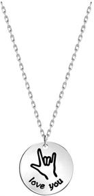 img 4 attached to 📿 Engraved Disk Necklace with Hand Gestures: Personalized Charm Jewelry - Perfect Sister or Best Friend Gift