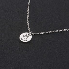 img 2 attached to 📿 Engraved Disk Necklace with Hand Gestures: Personalized Charm Jewelry - Perfect Sister or Best Friend Gift