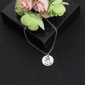 img 1 attached to 📿 Engraved Disk Necklace with Hand Gestures: Personalized Charm Jewelry - Perfect Sister or Best Friend Gift