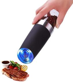 img 3 attached to QUMOX Gravity Electric Pepper Grinder Set: Battery Powered, Adjustable Roughness & Blue LED Light - One Hand Operation