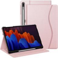 📱 fintie samsung galaxy tab s7 plus 12.4'' 2020 case (model sm-t970/t975/t976/t978) with s pen holder, multi-angle viewing stand cover, pocket auto sleep/wake, rose gold logo