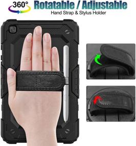 img 2 attached to Samsung Galaxy Tab A 8.0 Case 2019 with Screen Protector and Pencil Holder - Rugged SM-T290/T295/T297 Case for Kids - Blosomeet Heavy Duty Shockproof Protective Cover with Stand, Hand & Shoulder Strap - Black