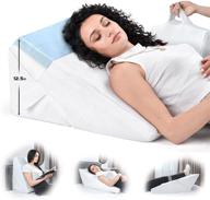 🛏️ multipurpose adjustable bed wedge pillow with cooling gel memory foam top - relief for acid reflux, heartburn, allergies, snoring - soft plush cover with handle, machine washable - white logo