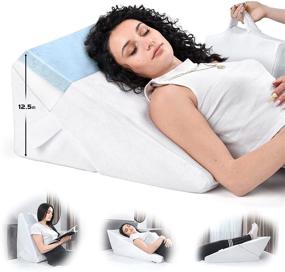 img 4 attached to 🛏️ Multipurpose Adjustable Bed Wedge Pillow with Cooling Gel Memory Foam Top - Relief for Acid Reflux, Heartburn, Allergies, Snoring - Soft Plush Cover with Handle, Machine Washable - White