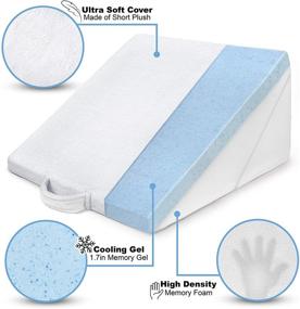 img 2 attached to 🛏️ Multipurpose Adjustable Bed Wedge Pillow with Cooling Gel Memory Foam Top - Relief for Acid Reflux, Heartburn, Allergies, Snoring - Soft Plush Cover with Handle, Machine Washable - White