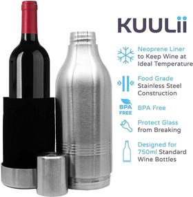 img 3 attached to KUULii Wine & Liquor Bottle Thermos: Insulated Stainless Steel Chiller for 750ml Red White Rose Wine - Portable Champagne Carrier Cooler