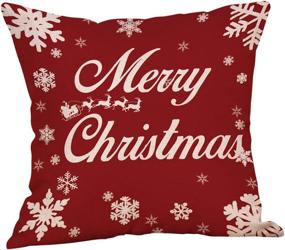 img 1 attached to 🎄 Christmas Pillow Covers Set of 4 - 18x18 inch Decorative Pillows for Christmas Decor - Cotton Linen Christmas Throw Pillow Covers