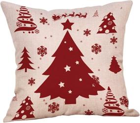 img 2 attached to 🎄 Christmas Pillow Covers Set of 4 - 18x18 inch Decorative Pillows for Christmas Decor - Cotton Linen Christmas Throw Pillow Covers