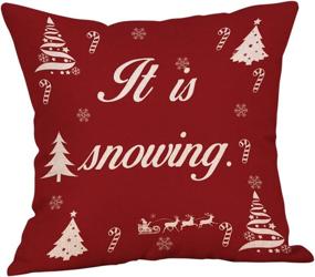 img 3 attached to 🎄 Christmas Pillow Covers Set of 4 - 18x18 inch Decorative Pillows for Christmas Decor - Cotton Linen Christmas Throw Pillow Covers