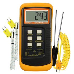 img 4 attached to 🌡️ Wired & Stainless Steel Thermocouple Probe Digital 2 Channel K-Type Thermometer with Kelvin Scale for Dual Temperature T1-T2 Measurement Testing