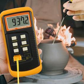 img 3 attached to 🌡️ Wired & Stainless Steel Thermocouple Probe Digital 2 Channel K-Type Thermometer with Kelvin Scale for Dual Temperature T1-T2 Measurement Testing