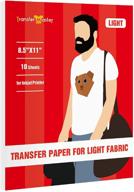 inkjet printable iron-on heat transfer paper - ideal for white and light fabric t-shirts, totes, bags - 8.5x11 inch, pack of 10 sheets by transfer master logo