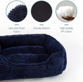 img 3 attached to INVENHO Dog Beds: Washable, Non-Slip, and Calming Pet Beds for Small, Medium, and Large Dogs and Indoor Cats - Navy Blue, 25 Inches