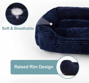 img 2 attached to INVENHO Dog Beds: Washable, Non-Slip, and Calming Pet Beds for Small, Medium, and Large Dogs and Indoor Cats - Navy Blue, 25 Inches