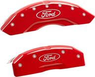 mgp caliper covers 10219sfrdrd: ford oval logo type caliper cover set with red powder coat finish and silver characters - enhance your vehicle's style and performance! logo