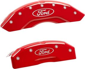 img 4 attached to MGP Caliper Covers 10219SFRDRD: Ford Oval Logo Type Caliper Cover Set with Red Powder Coat Finish and Silver Characters - Enhance Your Vehicle's Style and Performance!